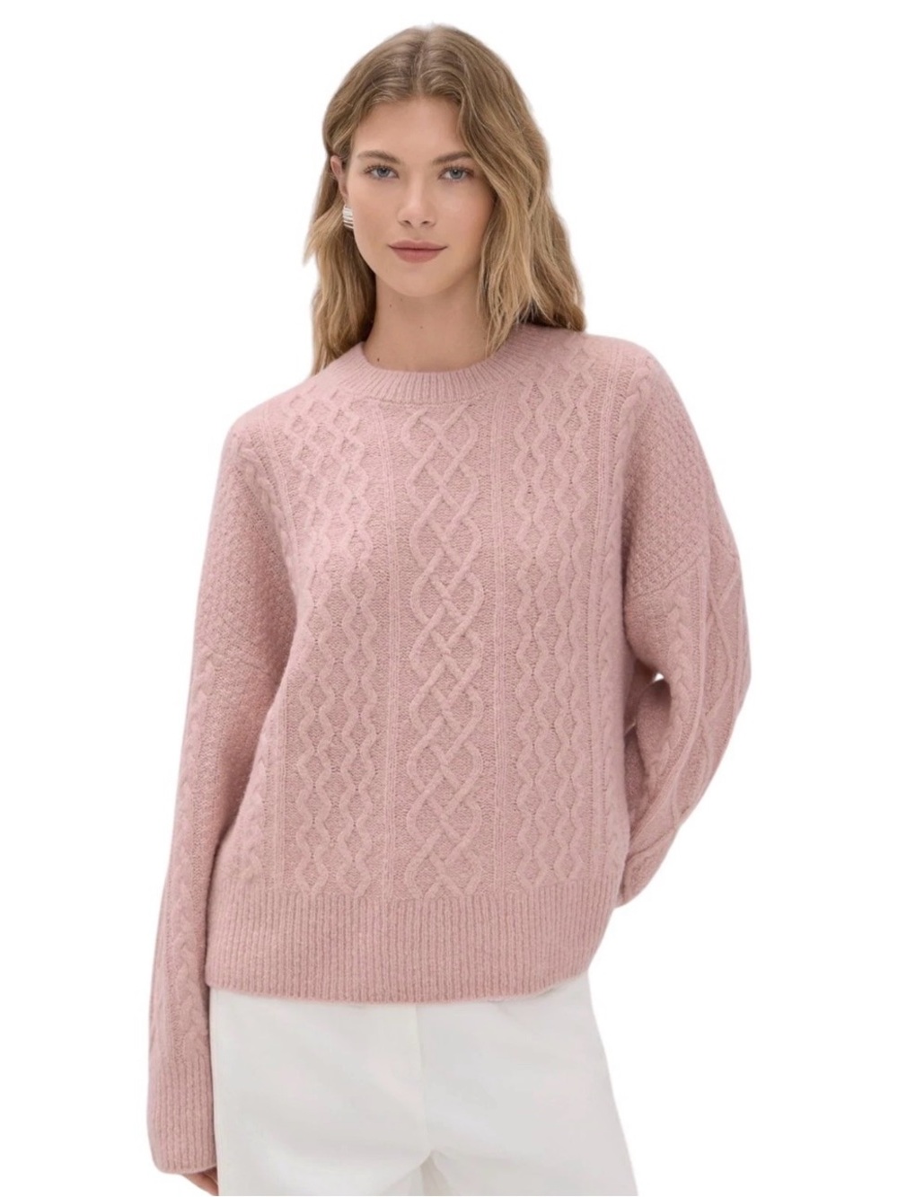 Favorite Daughter Whimsical Rose Cable Sweater Medium